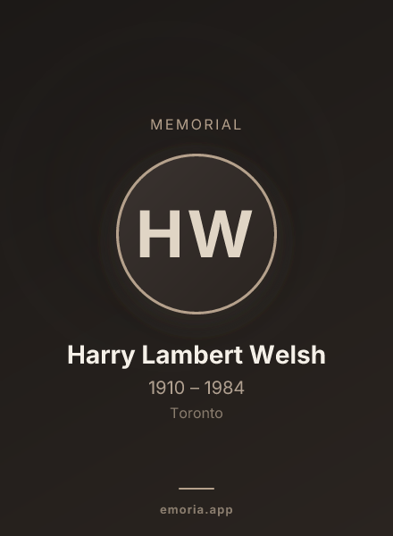 Memorial portrait of Harry Lambert Welsh