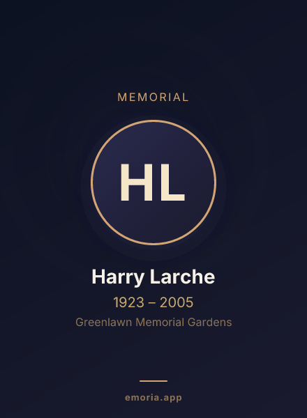 Memorial portrait of Harry Larche