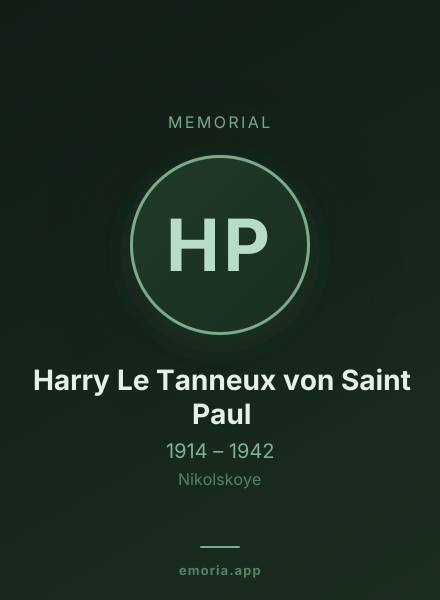 Memorial portrait of Harry Le Tanneux von Saint Paul