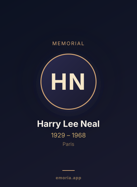 Memorial portrait of Harry Lee Neal