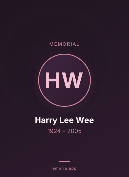 Memorial portrait of Harry Lee Wee
