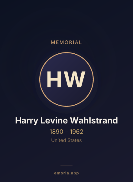 Memorial portrait of Harry Levine Wahlstrand