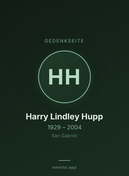 Gedenkportrait von Harry Lindley Hupp