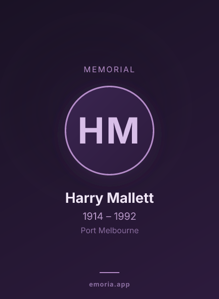 Memorial portrait of Harry Mallett