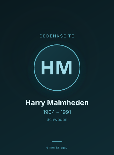 Gedenkportrait von Harry Malmheden