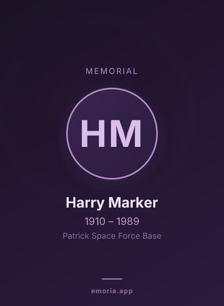 Memorial portrait of Harry Marker
