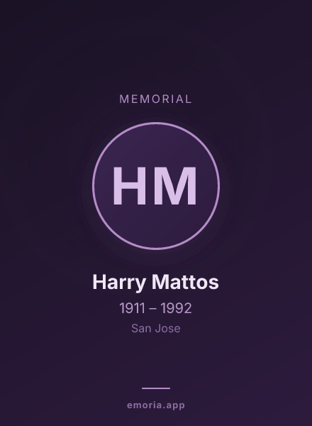 Memorial portrait of Harry Mattos