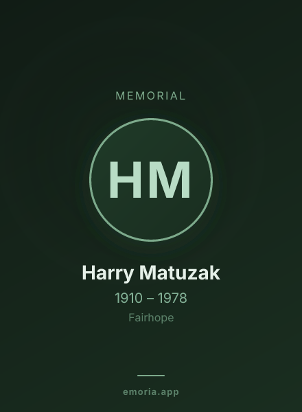 Memorial portrait of Harry Matuzak