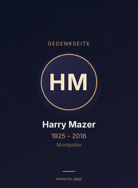 Gedenkportrait von Harry Mazer