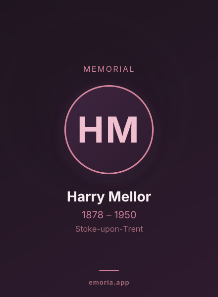 Memorial portrait of Harry Mellor