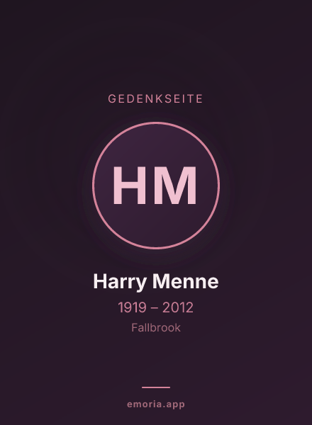 Gedenkportrait von Harry Menne