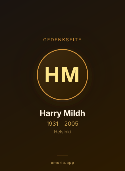 Gedenkportrait von Harry Mildh