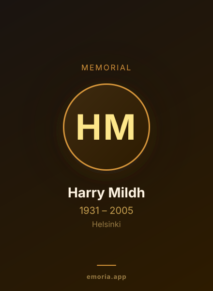 Memorial portrait of Harry Mildh