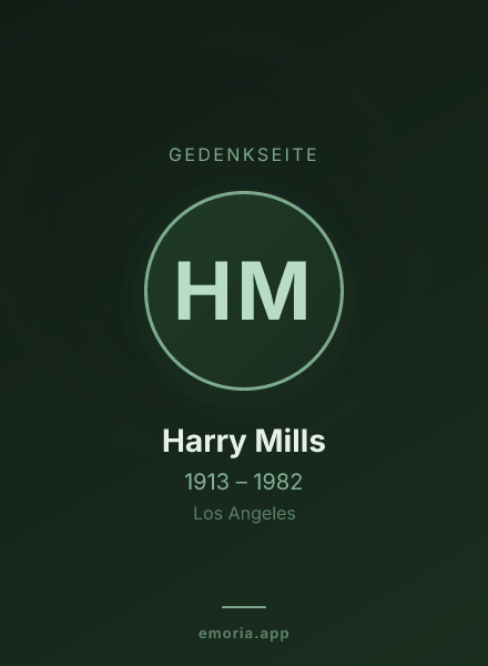 Gedenkportrait von Harry Mills