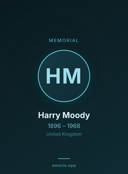 Memorial portrait of Harry Moody