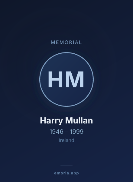 Memorial portrait of Harry Mullan