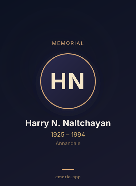 Memorial portrait of Harry N. Naltchayan