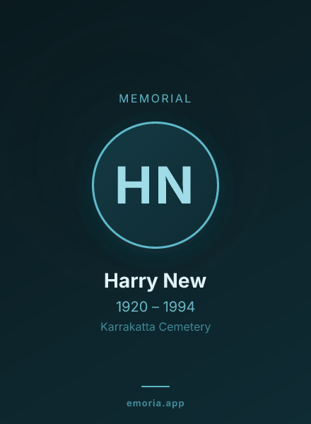 Memorial portrait of Harry New