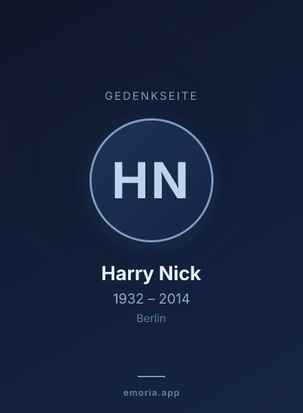Gedenkportrait von Harry Nick