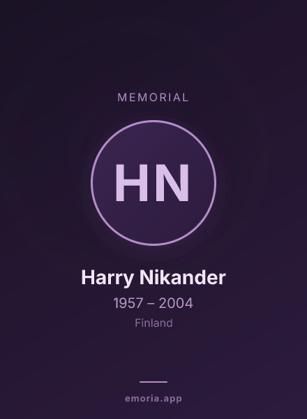 Memorial portrait of Harry Nikander