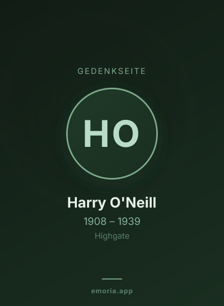 Gedenkportrait von Harry O'Neill