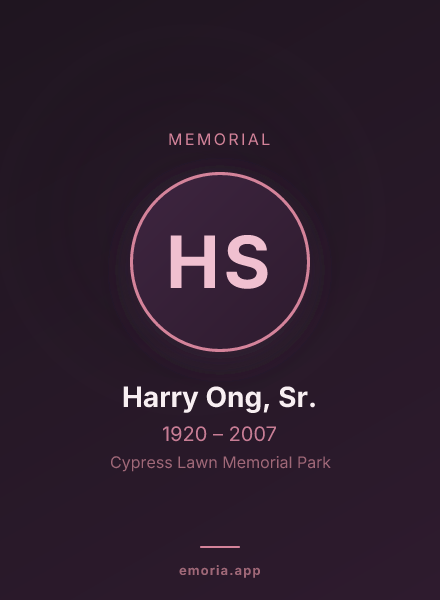 Memorial portrait of Harry Ong, Sr.