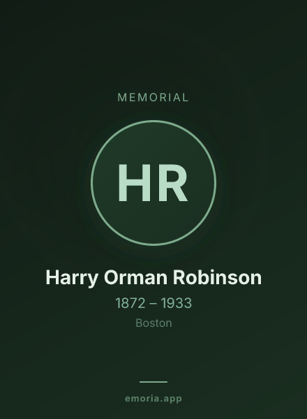 Memorial portrait of Harry Orman Robinson