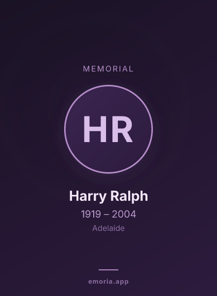 Memorial portrait of Harry Ralph