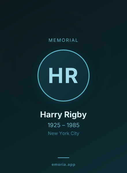 Memorial portrait of Harry Rigby