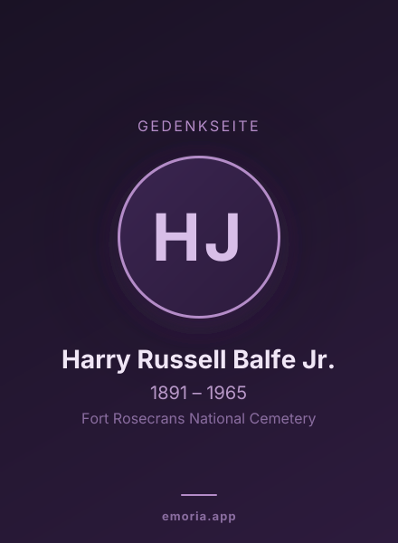 Gedenkportrait von Harry Russell Balfe Jr.