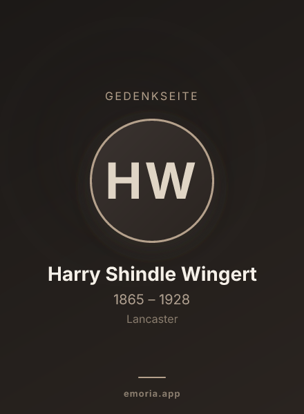 Gedenkportrait von Harry Shindle Wingert