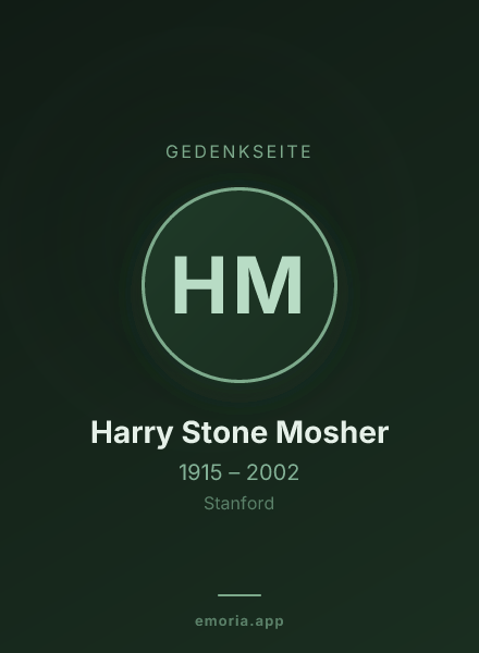 Gedenkportrait von Harry Stone Mosher