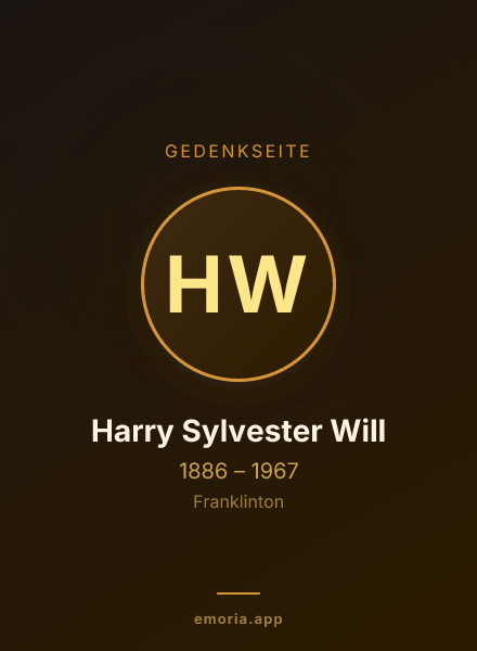 Gedenkportrait von Harry Sylvester Will