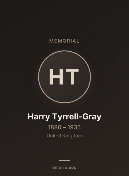 Memorial portrait of Harry Tyrrell-Gray