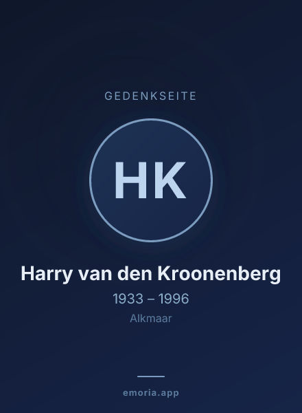 Gedenkportrait von Harry van den Kroonenberg