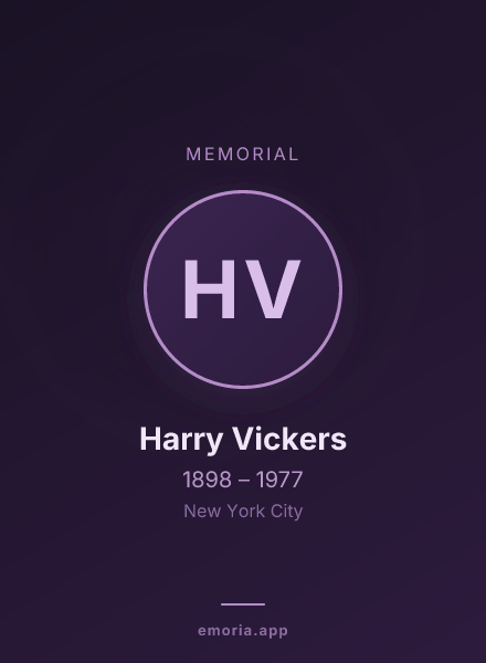 Memorial portrait of Harry Vickers