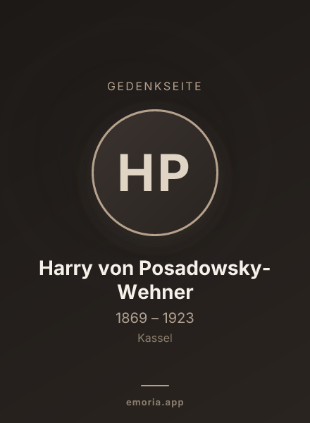 Gedenkportrait von Harry von Posadowsky-Wehner