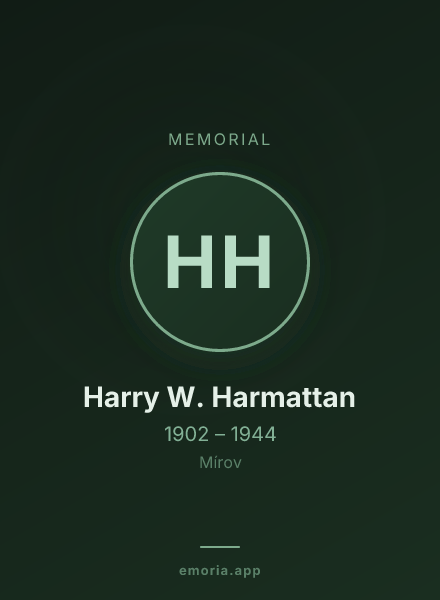 Memorial portrait of Harry W. Harmattan