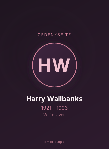Gedenkportrait von Harry Wallbanks