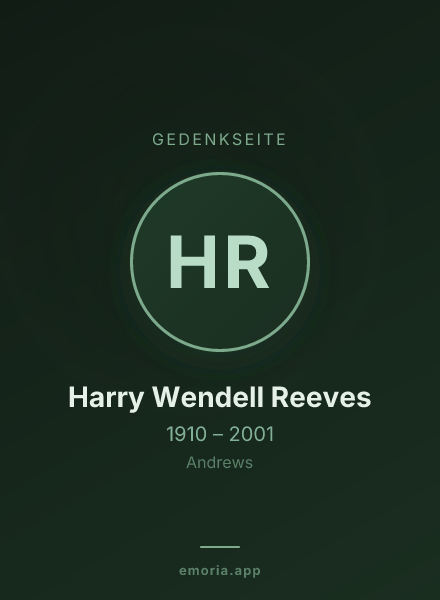 Gedenkportrait von Harry Wendell Reeves