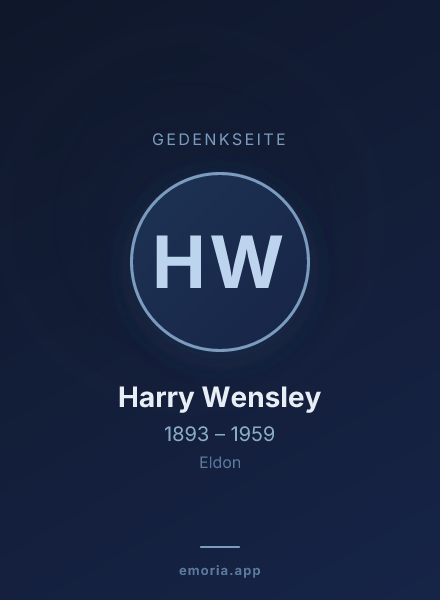 Gedenkportrait von Harry Wensley