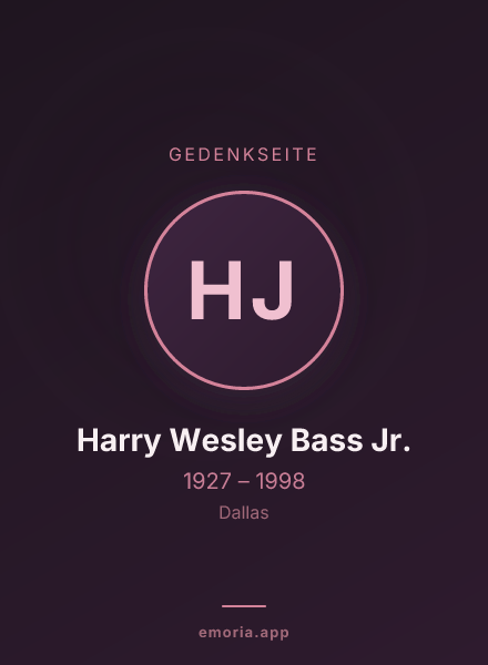 Gedenkportrait von Harry Wesley Bass Jr.
