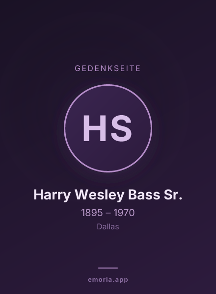 Gedenkportrait von Harry Wesley Bass Sr.