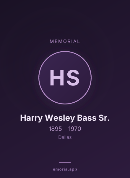 Memorial portrait of Harry Wesley Bass Sr.