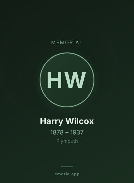 Memorial portrait of Harry Wilcox