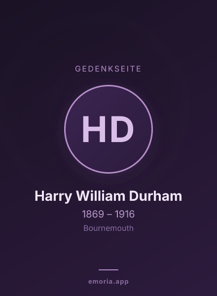 Gedenkportrait von Harry William Durham