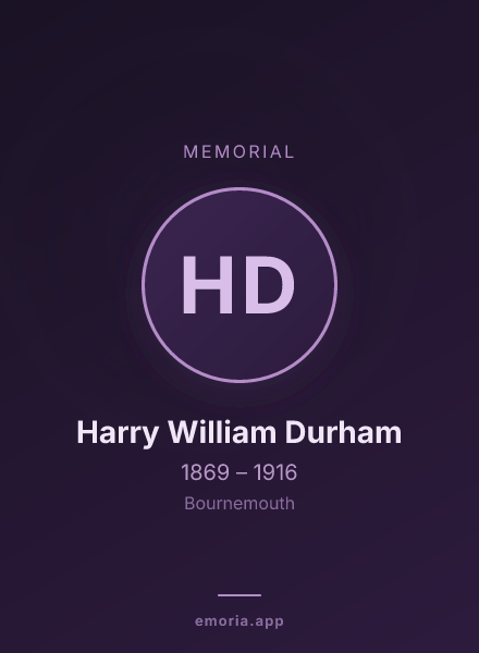 Memorial portrait of Harry William Durham