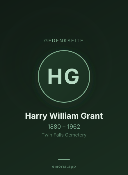 Gedenkportrait von Harry William Grant