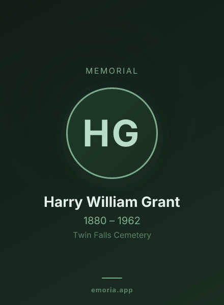 Memorial portrait of Harry William Grant