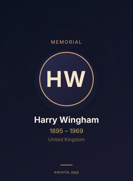 Memorial portrait of Harry Wingham